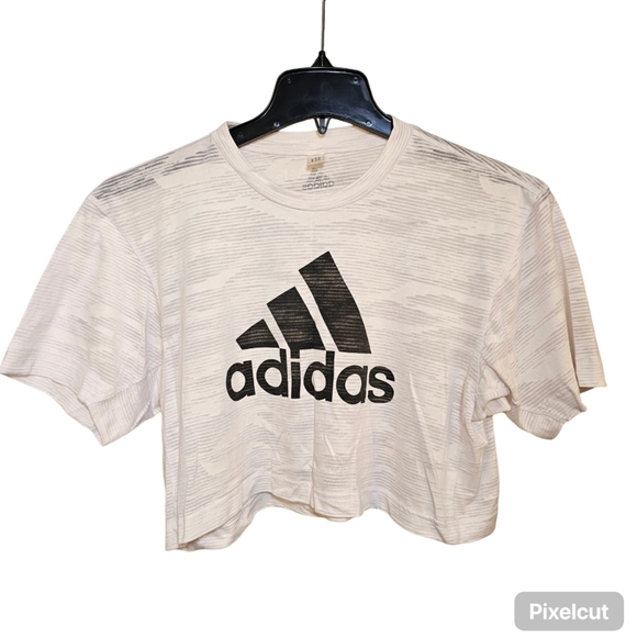 Adidas climalite white knit short sleeve crop top t-shirt women size S US - Picture 1 of 5